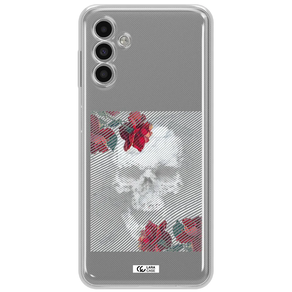 Rose And Skull Pattern Line Samsung A13 5G Clear Tpu Case
