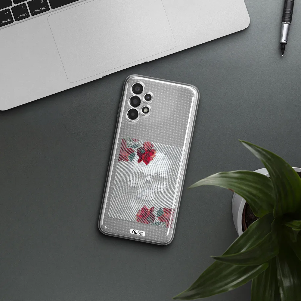 Rose And Skull Pattern Line Samsung A13 Clear TPU Case