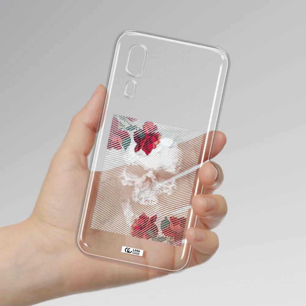 Rose And Skull Pattern Line Samsung A2 Core Clear TPU Case