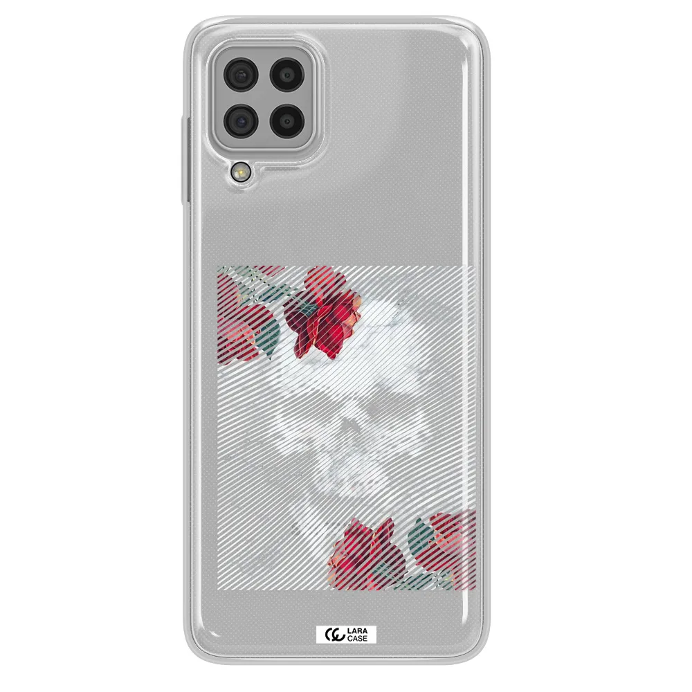 Rose And Skull Pattern Line Samsung A22 4g Clear TPU Case