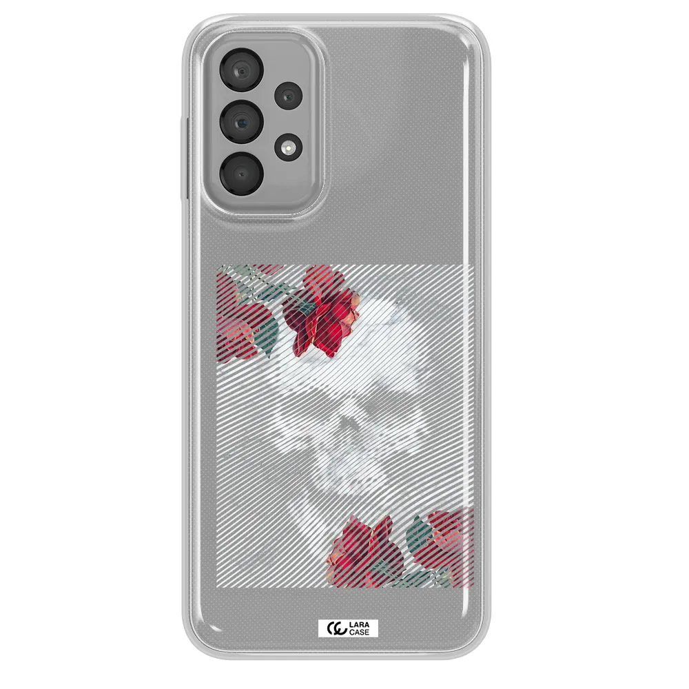 Rose And Skull Pattern Line Samsung A23 Clear TPU Case