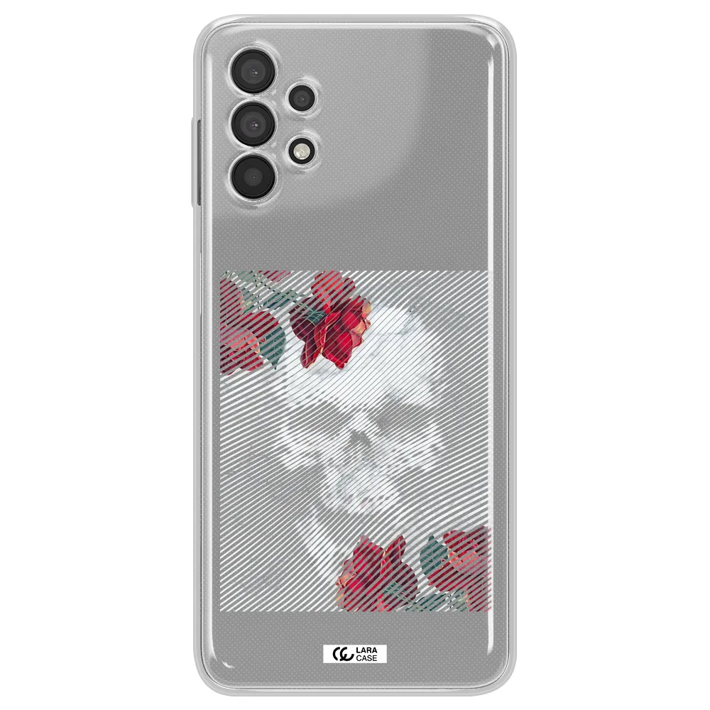 Rose And Skull Pattern Line Samsung A32 4G Clear Tpu Case