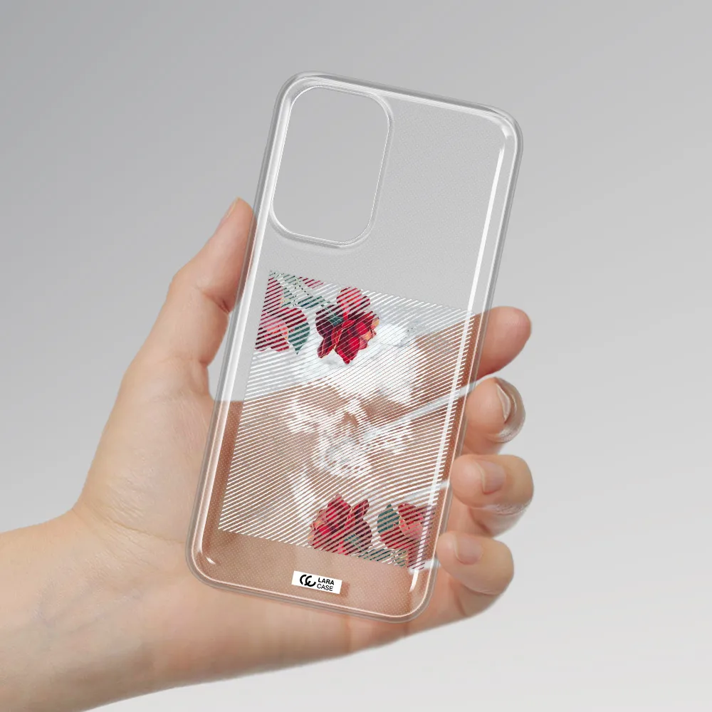 Rose And Skull Pattern Line Samsung A33 Clear TPU Case