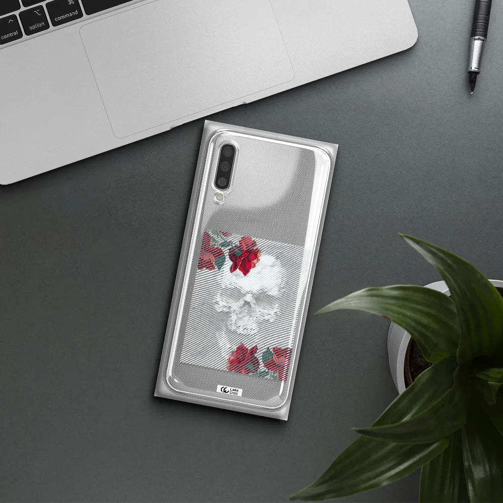 Rose And Skull Pattern Line Samsung A50S Clear Tpu Case