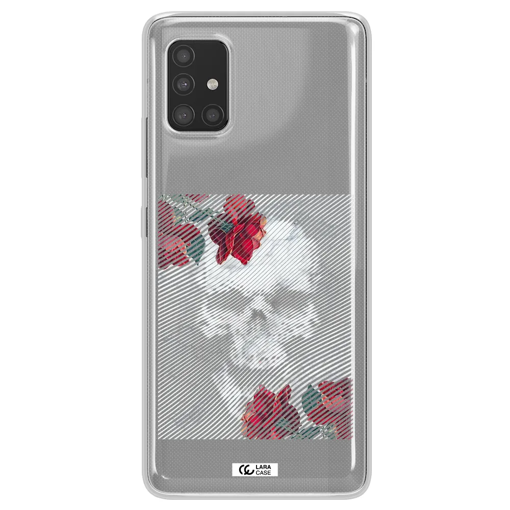 Rose And Skull Pattern Line Samsung A51 Clear TPU Case