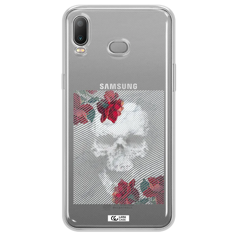 Rose And Skull Pattern Line Samsung A6S Clear TPU Case