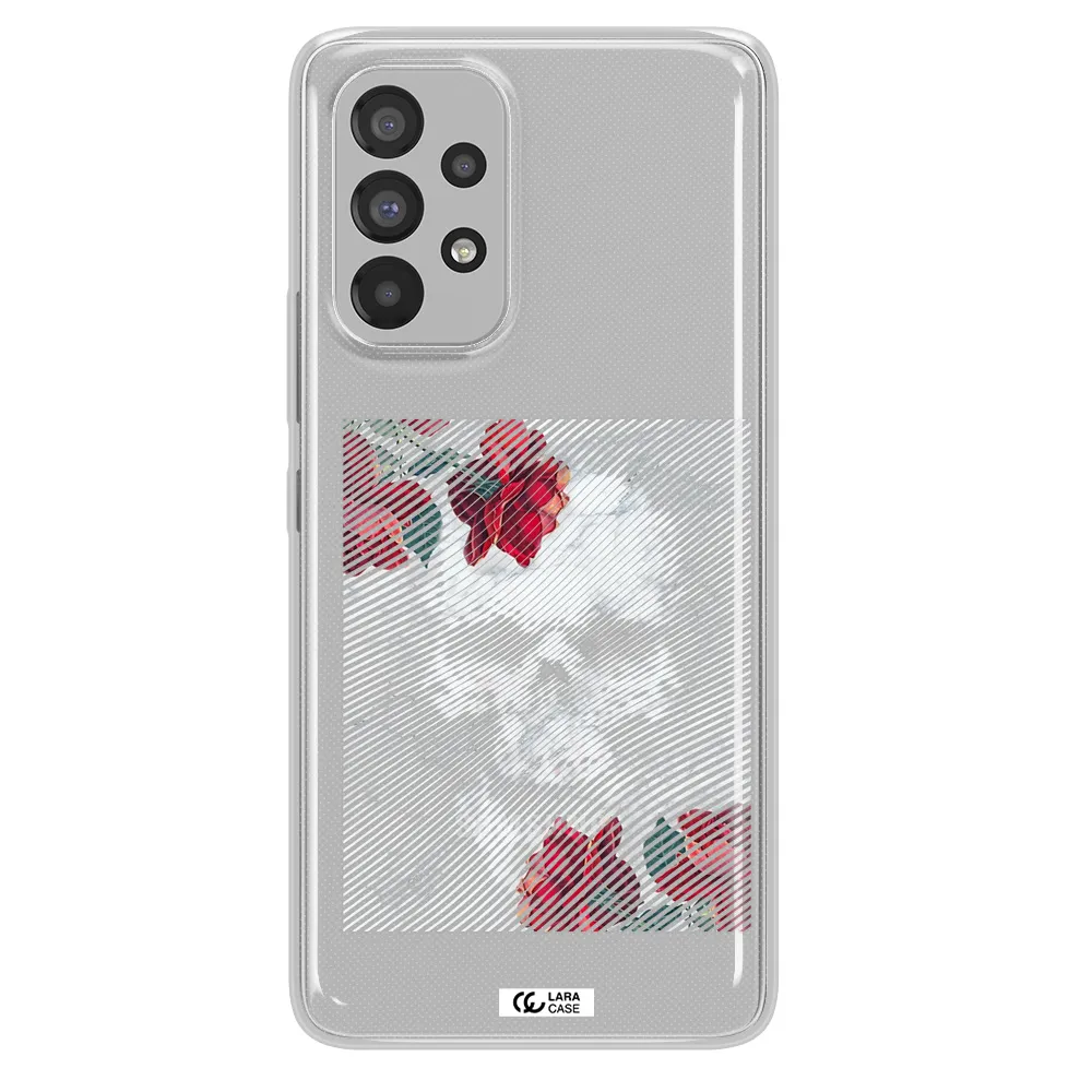 Rose And Skull Pattern Line Samsung A73 Clear TPU Case