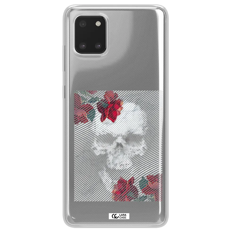 Rose And Skull Pattern Line Samsung A81 Clear TPU Case
