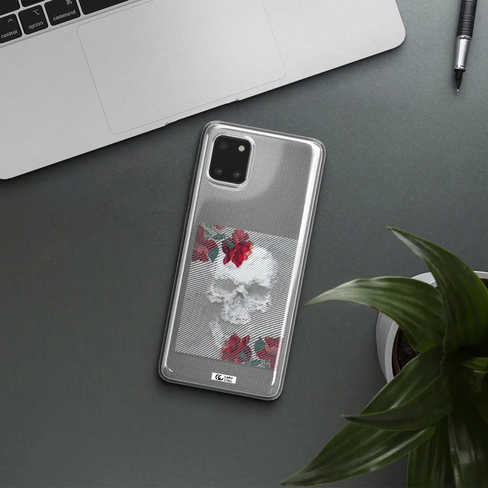 Rose And Skull Pattern Line Samsung A81 Clear TPU Case