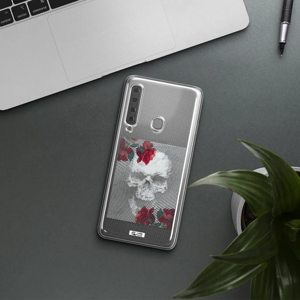 Rose And Skull Pattern Line Samsung A9 2018 Clear TPU Case