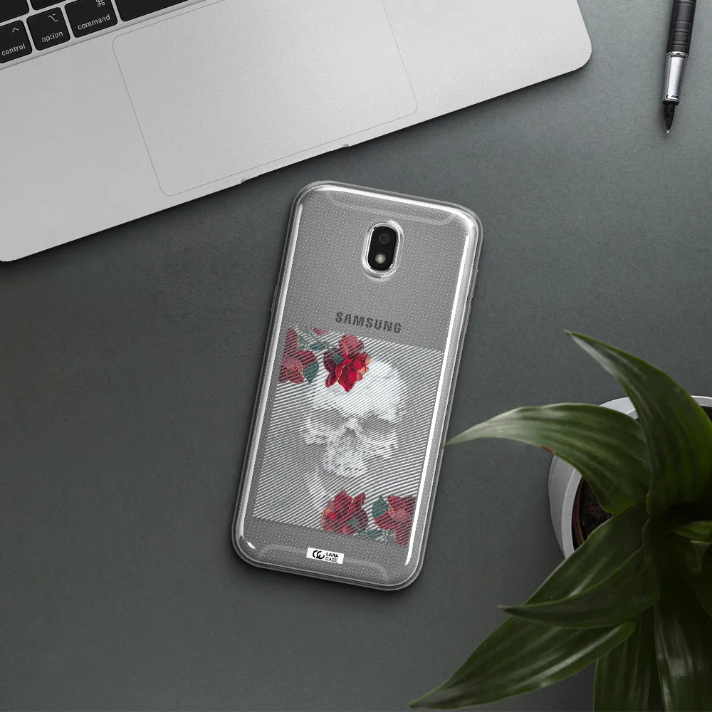 Rose And Skull Pattern Line Samsung J5 2017 Clear TPU Case