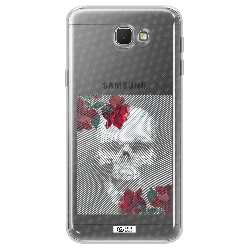 Rose And Skull Pattern Line Samsung J5 Prime Clear TPU Case