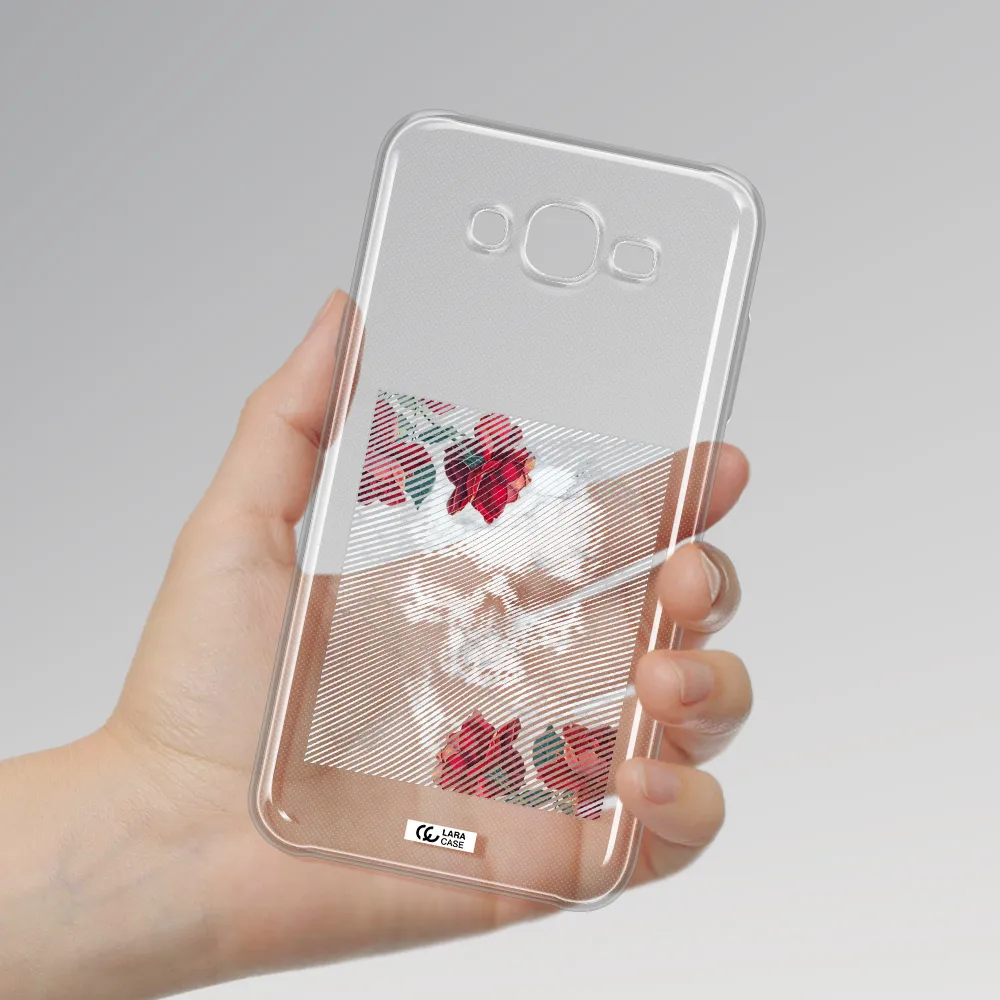 Rose And Skull Pattern Line Samsung J7 2015 Clear TPU Case