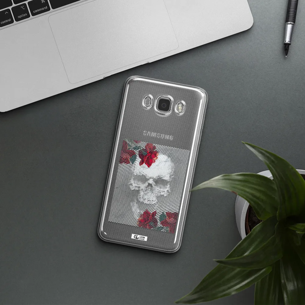 Rose And Skull Pattern Line Samsung J7 2016 Clear TPU Case