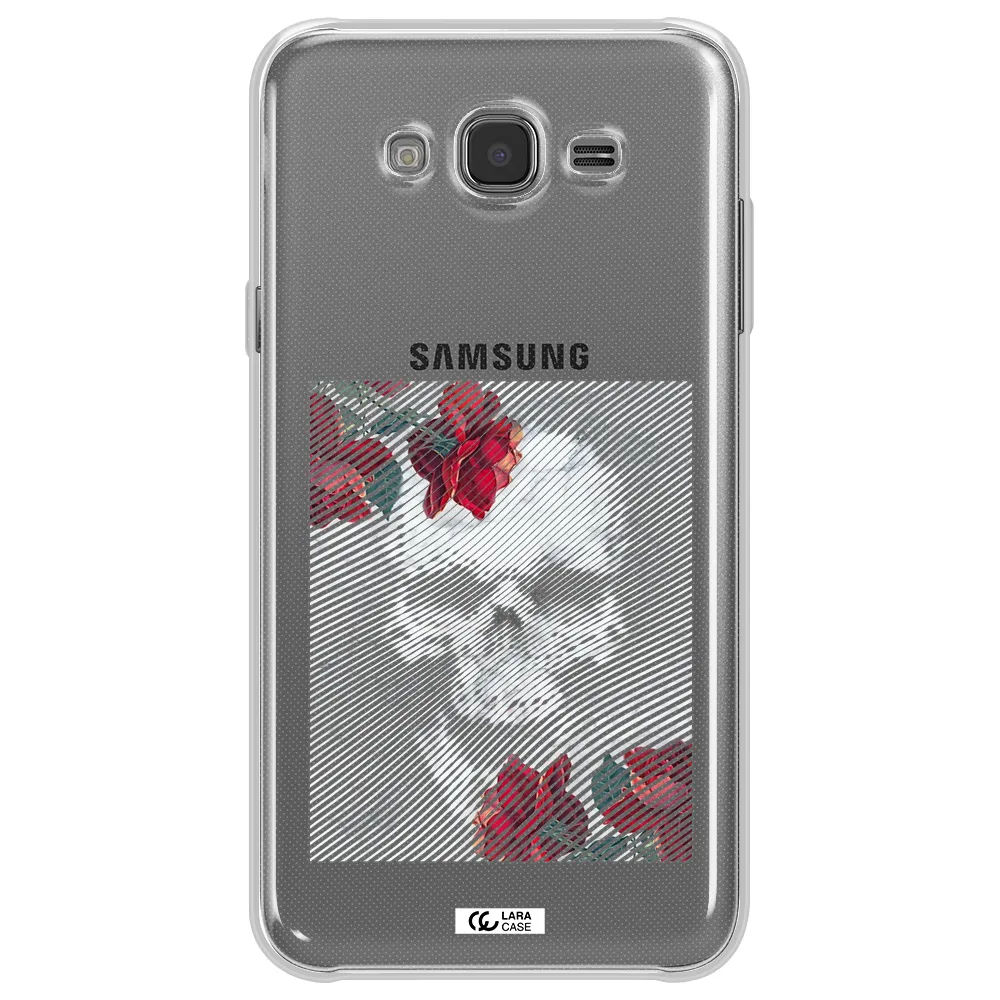 Rose And Skull Pattern Line Samsung J7 Clear TPU Case