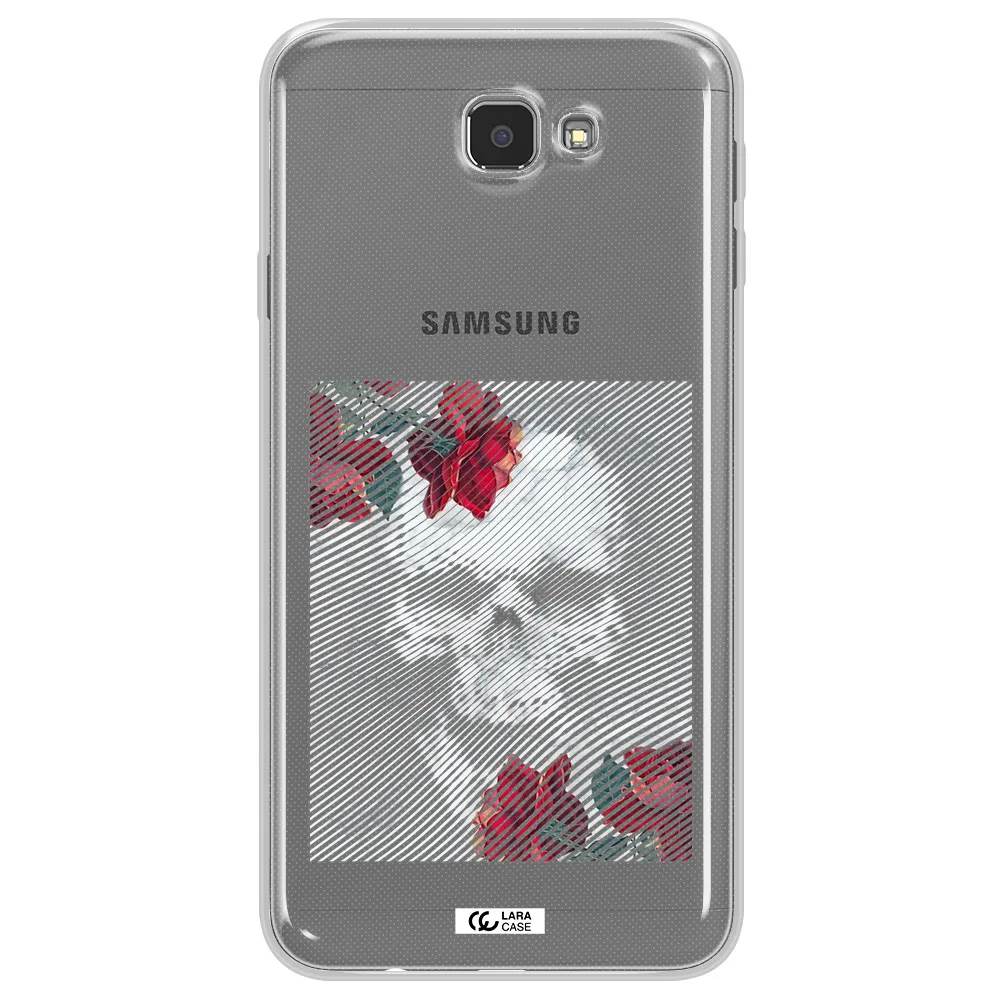 Rose And Skull Pattern Line Samsung J7 Prim Clear TPU Case