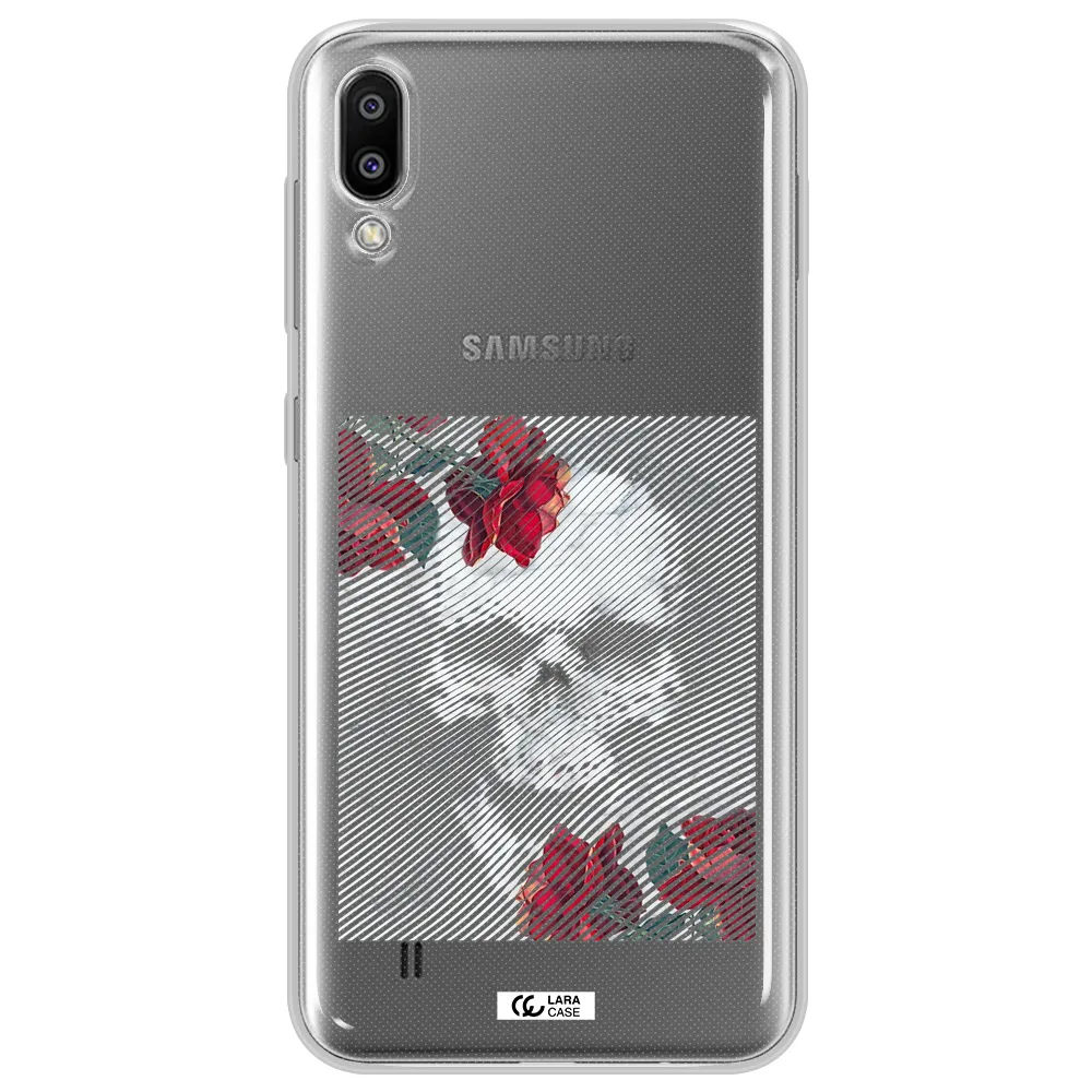 Rose And Skull Pattern Line Samsung M10 Clear TPU Case
