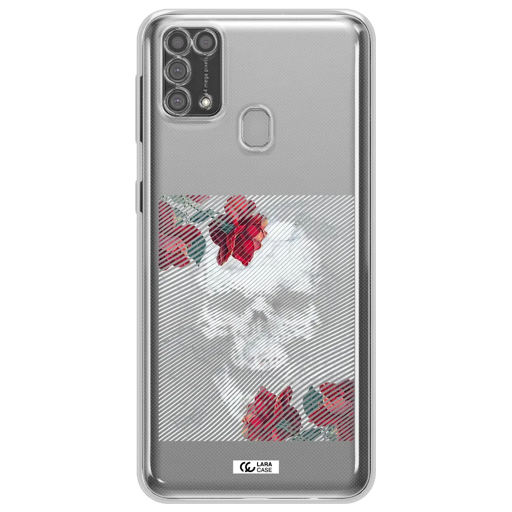 Rose And Skull Pattern Line Samsung M31 Clear TPU Case