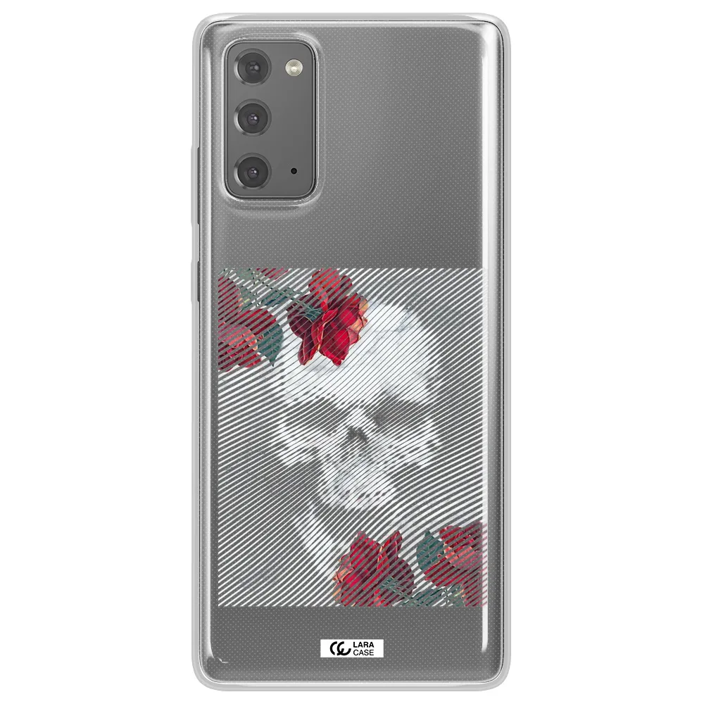Rose And Skull Pattern Line Samsung Note 20 Clear TPU Case