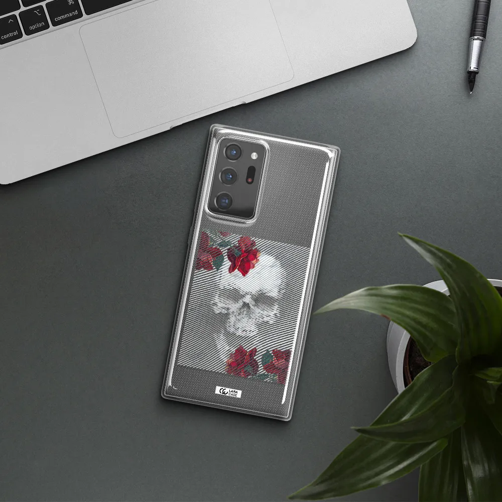 Rose And Skull Pattern Line Samsung Note 20 Ultra Clear TPU Case