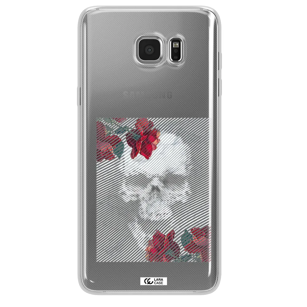Rose And Skull Pattern Line Samsung Note 5 Clear TPU Case