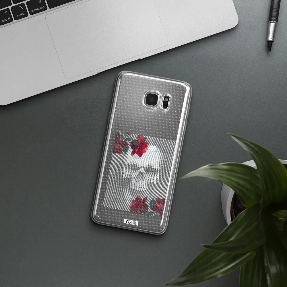 Rose And Skull Pattern Line Samsung Note 5 Clear TPU Case