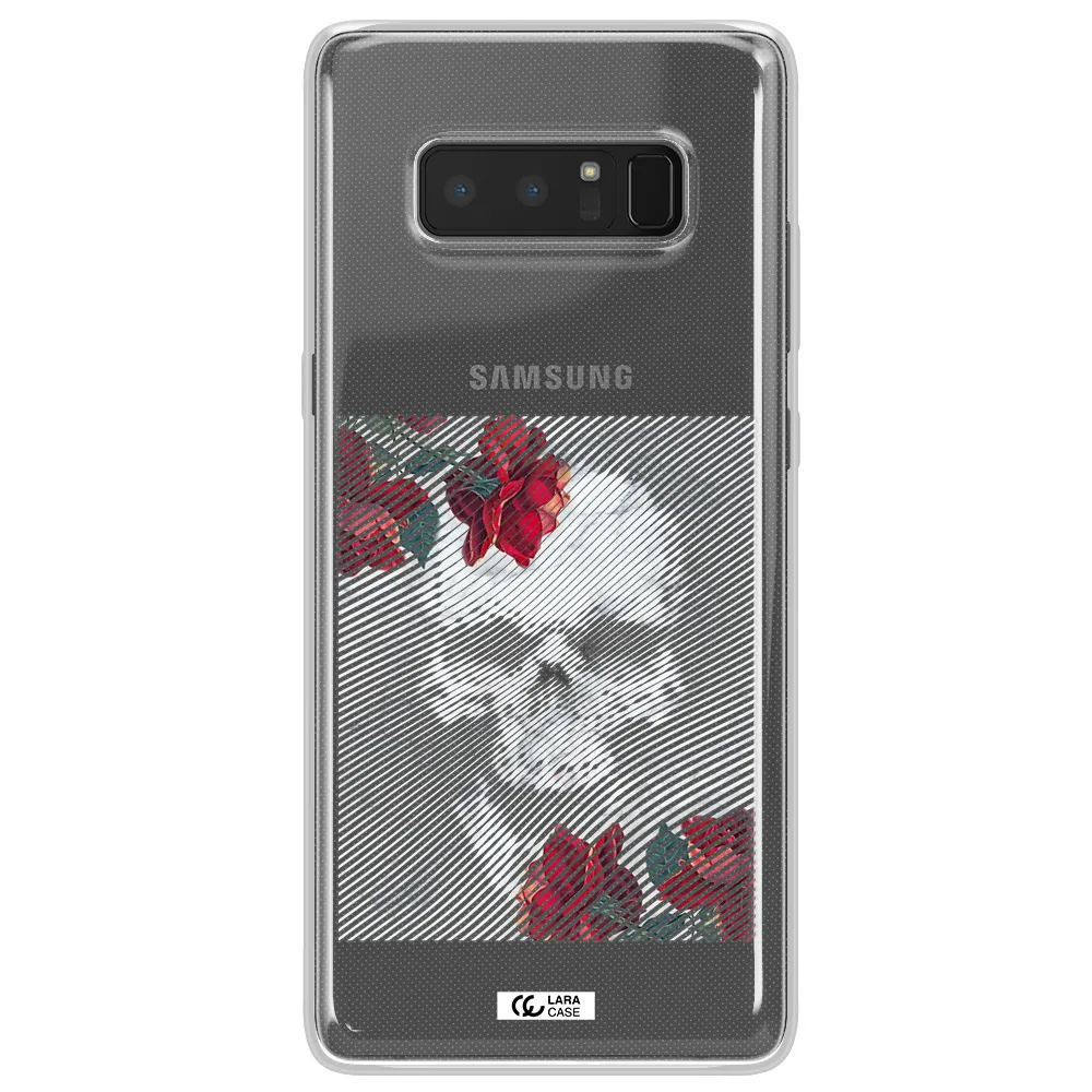 Rose And Skull Pattern Line Samsung Note 8 Clear TPU Case