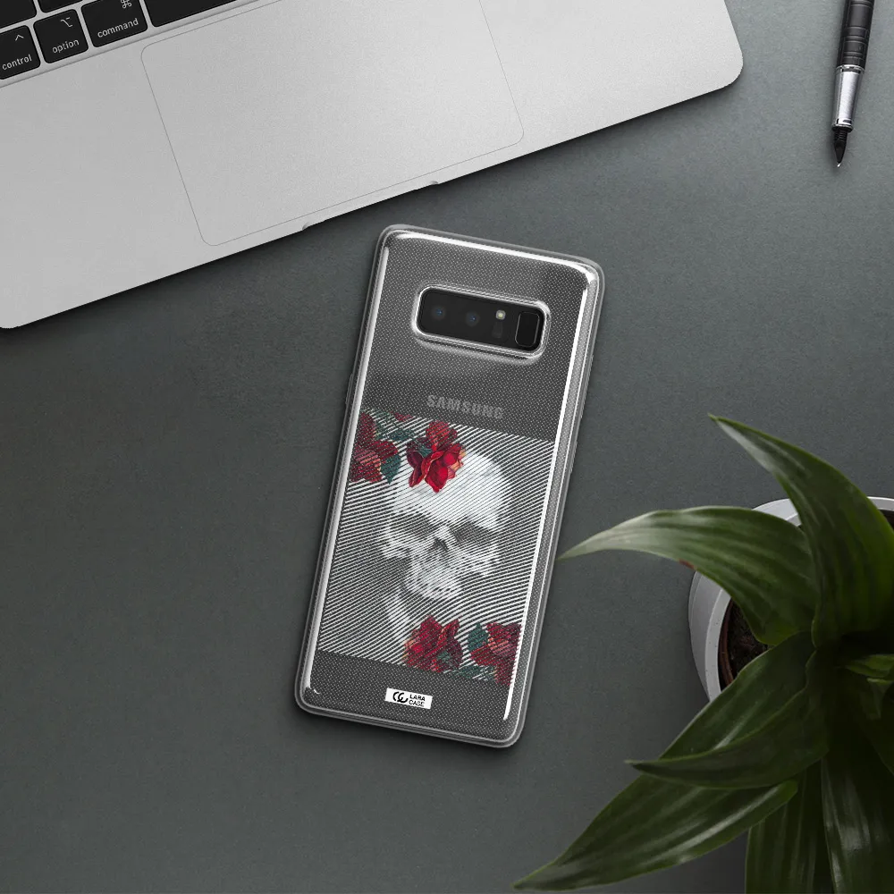 Rose And Skull Pattern Line Samsung Note 8 Clear TPU Case