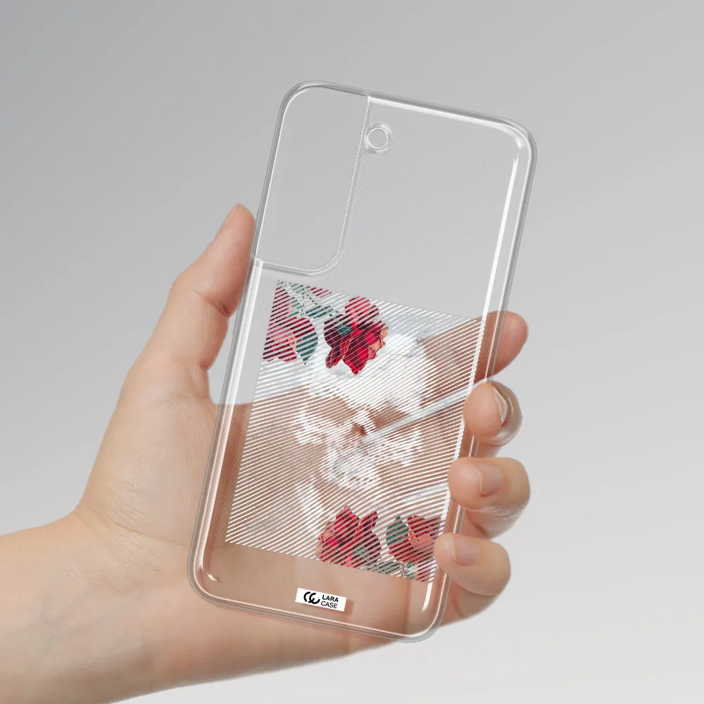 Rose And Skull Pattern Line Samsung S 22 Clear TPU Case