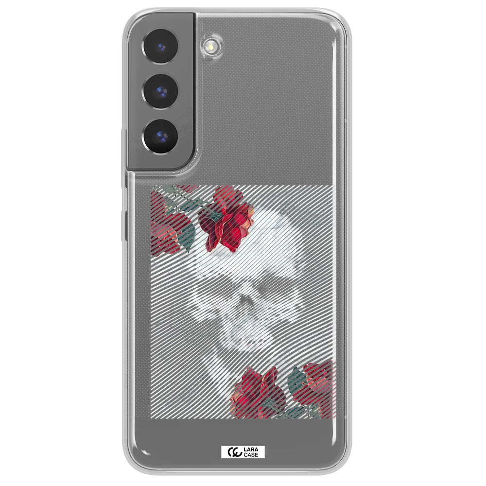 Rose And Skull Pattern Line Samsung S 22 Plus Clear TPU Case