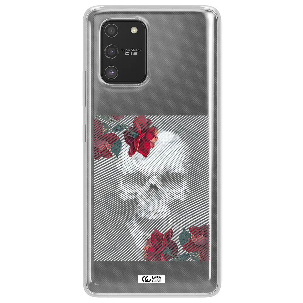 Rose And Skull Pattern Line Samsung S10 Lite Clear TPU Case