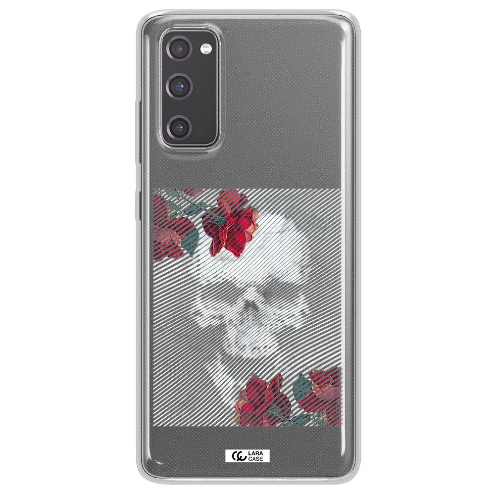 Rose And Skull Pattern Line Samsung S20 Fe Clear TPU Case