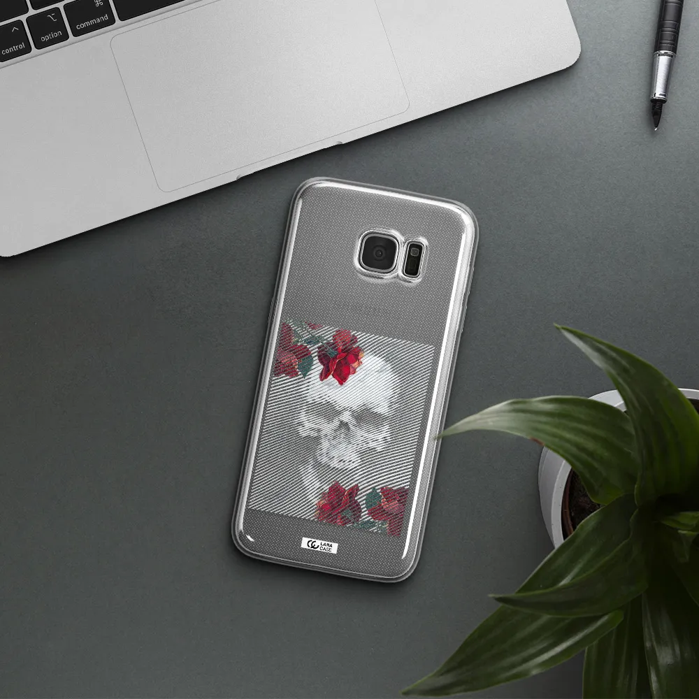 Rose And Skull Pattern Line Samsung S7 Edge Clear TPU Case