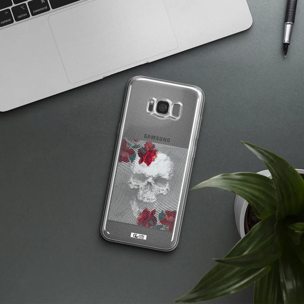 Rose And Skull Pattern Line Samsung S8 Clear TPU Case