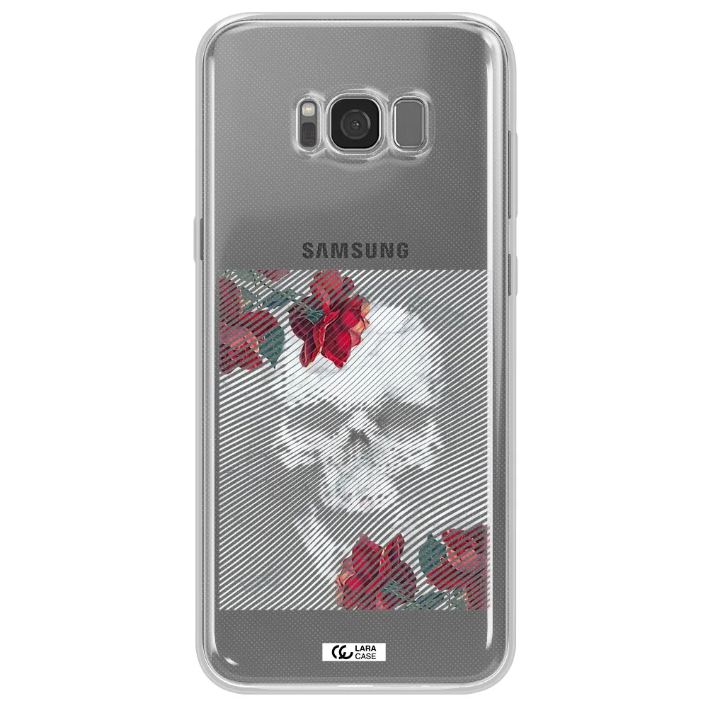 Rose And Skull Pattern Line Samsung S8 Plus Clear TPU Case