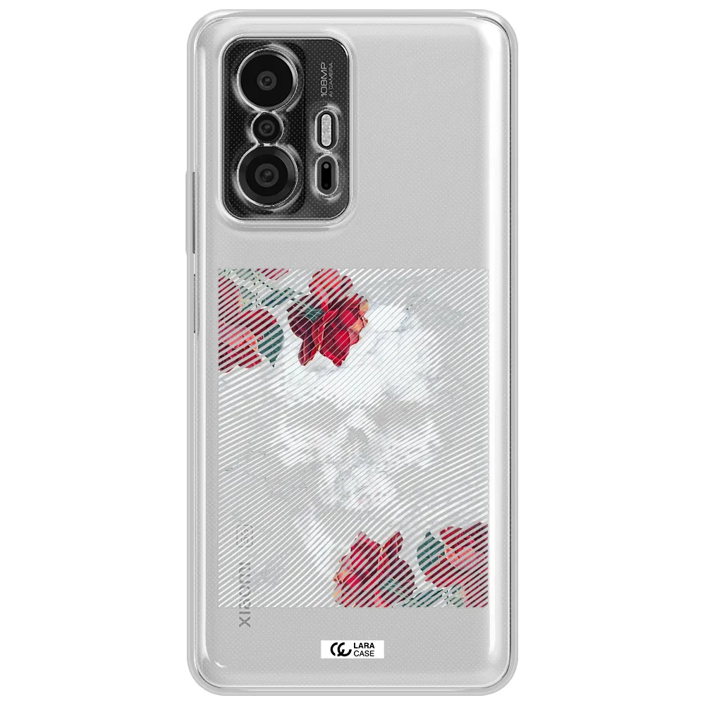 Rose And Skull Pattern Line Xiaomi 11T Pro Clear Tpu Case