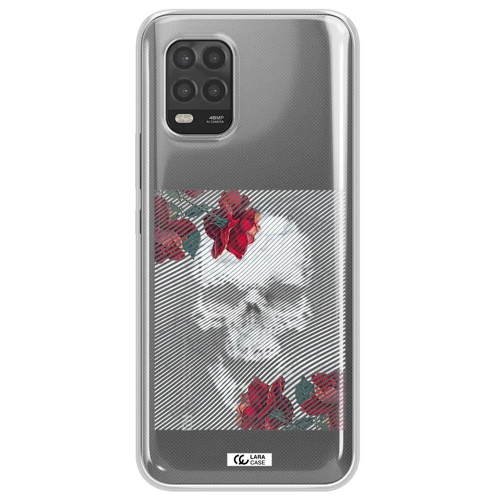 Rose And Skull Pattern Line Xiaomi Mi 10 Lite Clear TPU Case