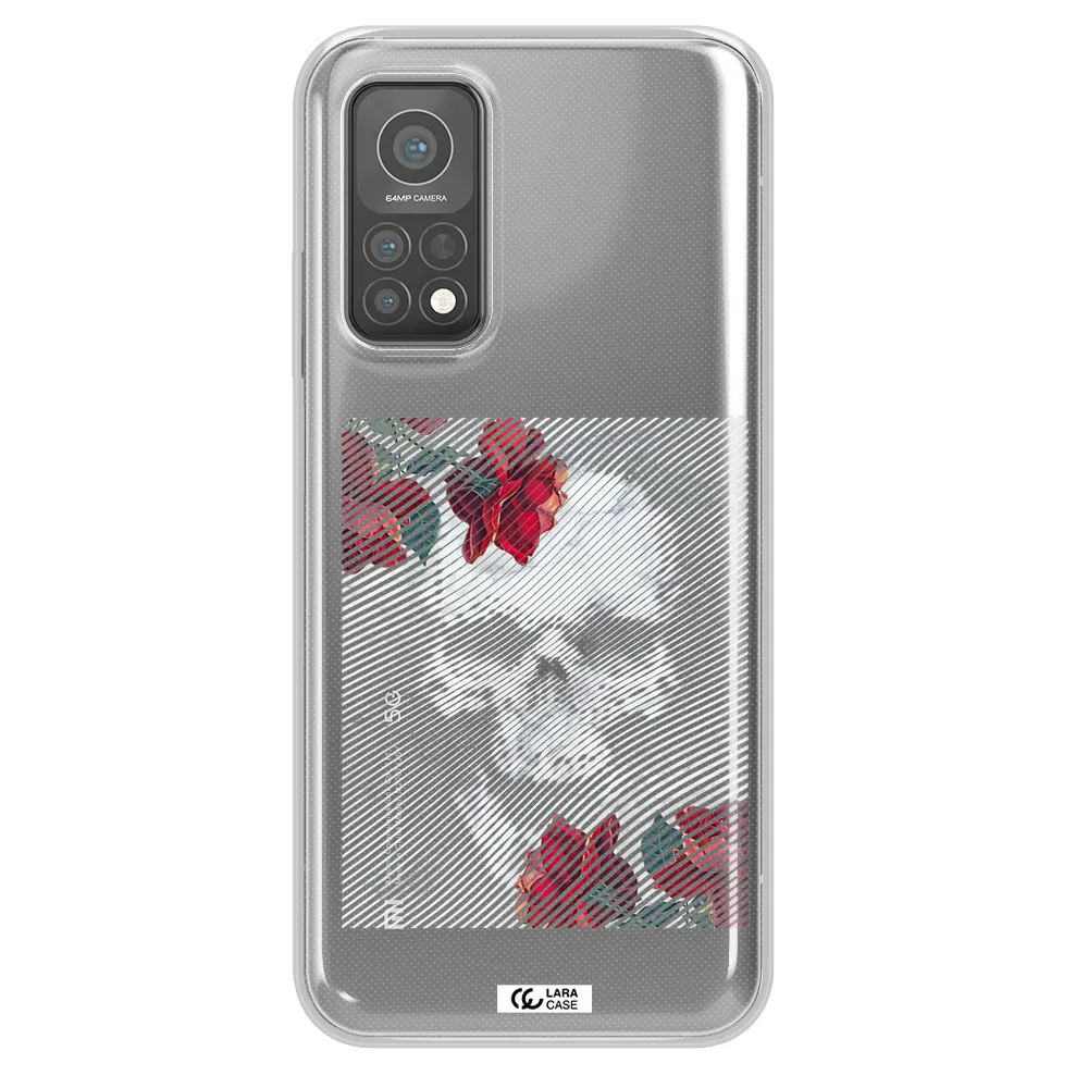Rose And Skull Pattern Line Xiaomi Mi 10 T Pro Clear TPU Case