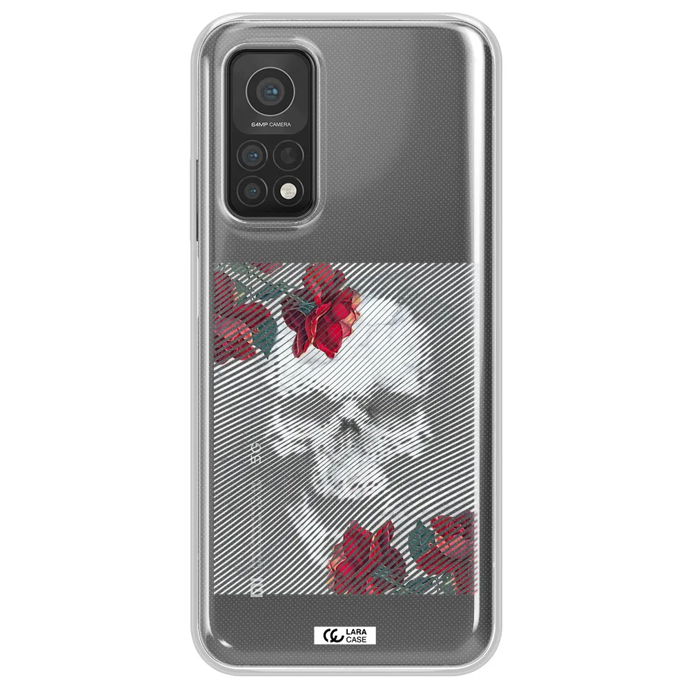 Rose And Skull Pattern Line Xiaomi Mi 10T Clear TPU Case