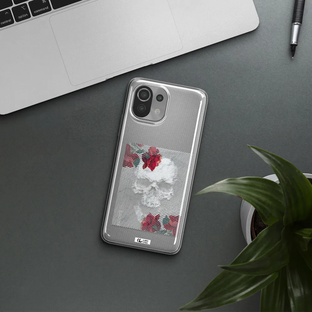 Rose And Skull Pattern Line Xiaomi Mi 11 Lite Clear TPU Case