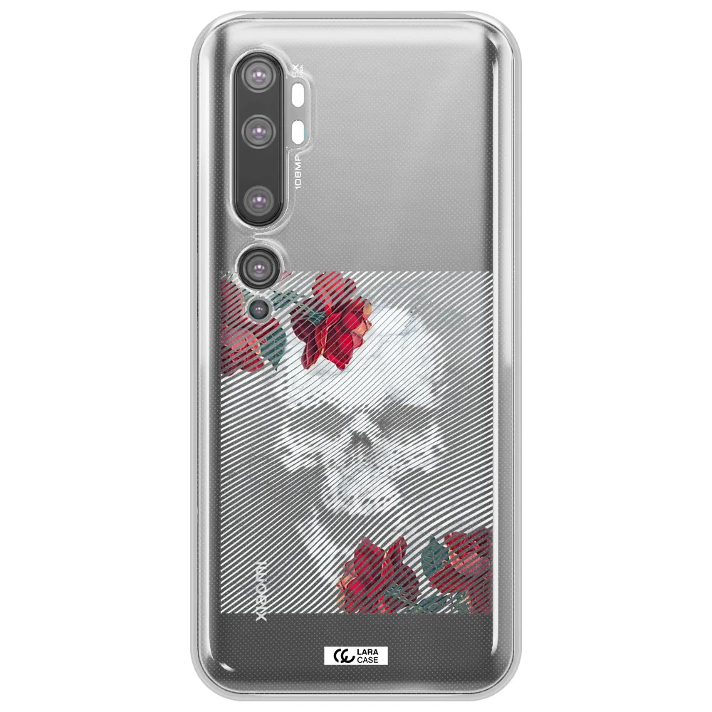 Rose And Skull Pattern Line Xiaomi Mi Note 10 Clear TPU Case
