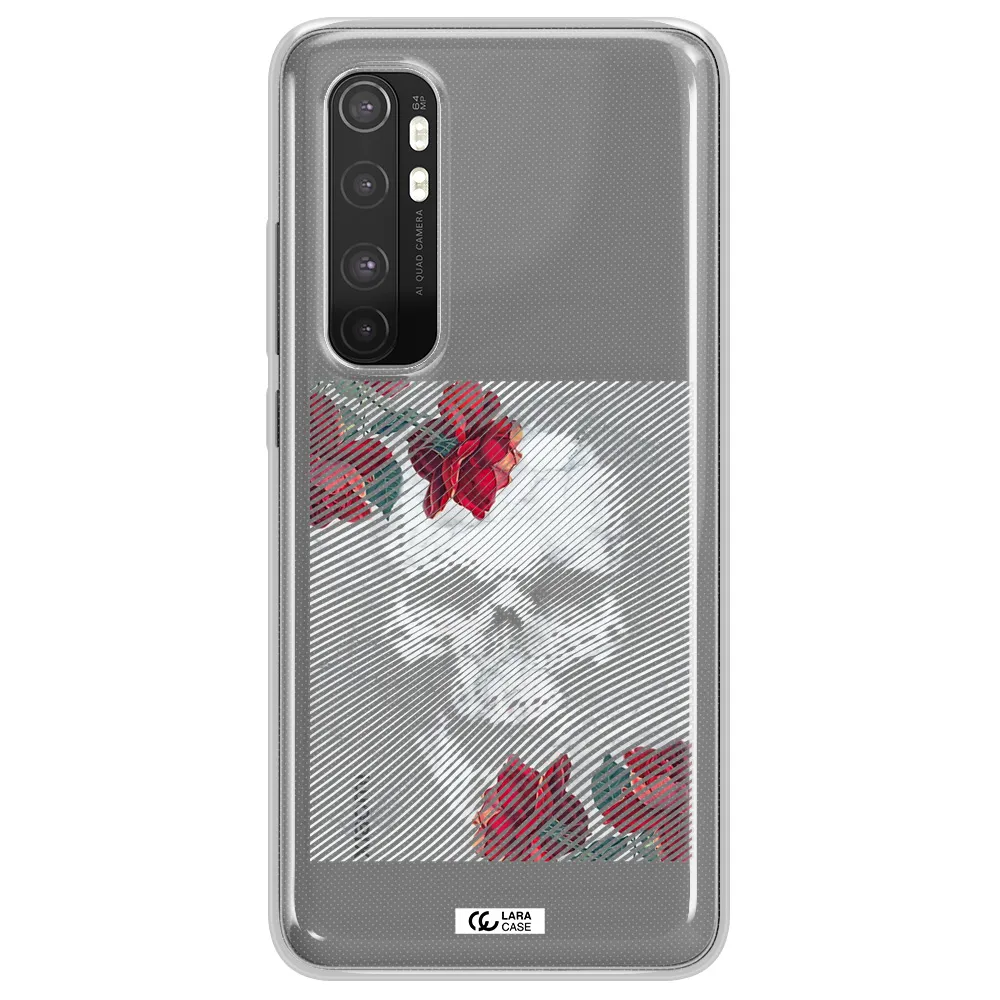 Rose And Skull Pattern Line Xiaomi Mi Note 10 Lite Clear TPU Case