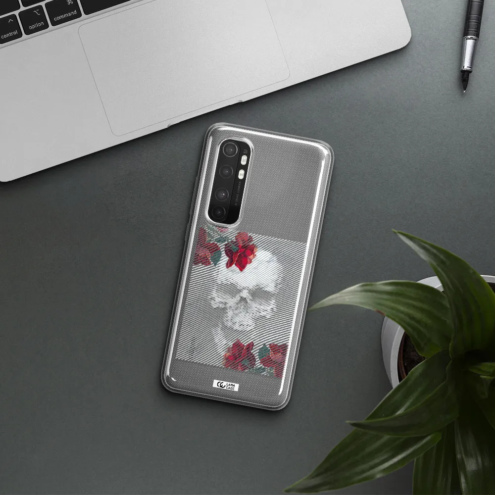 Rose And Skull Pattern Line Xiaomi Mi Note 10 Lite Clear TPU Case