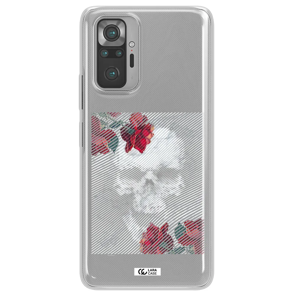 Rose And Skull Pattern Line Xiaomi Note 10 Pro Clear TPU Case