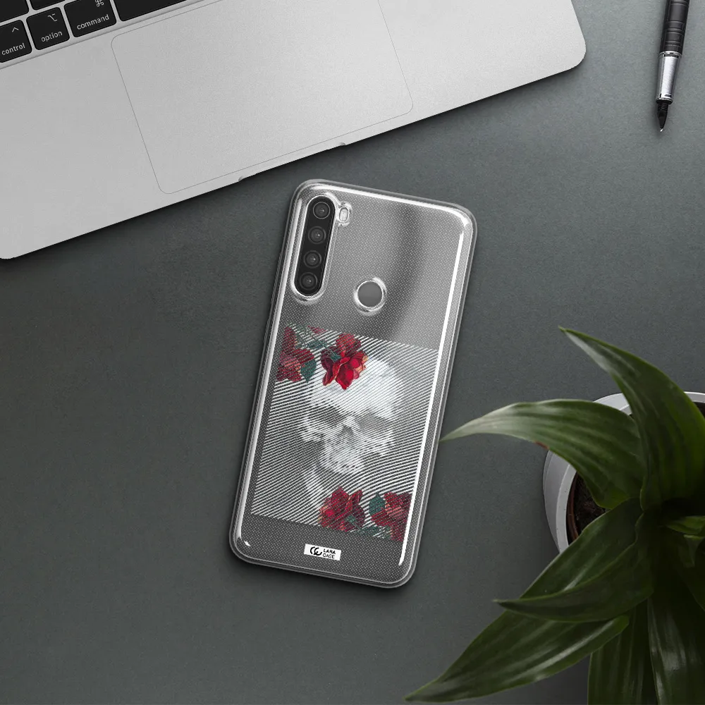 Rose And Skull Pattern Line Xiaomi Note 8 Clear TPU Case