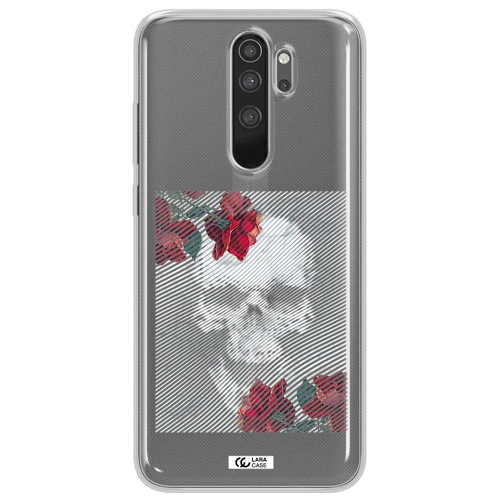 Rose And Skull Pattern Line Xiaomi Note 8 Pro Clear TPU Case