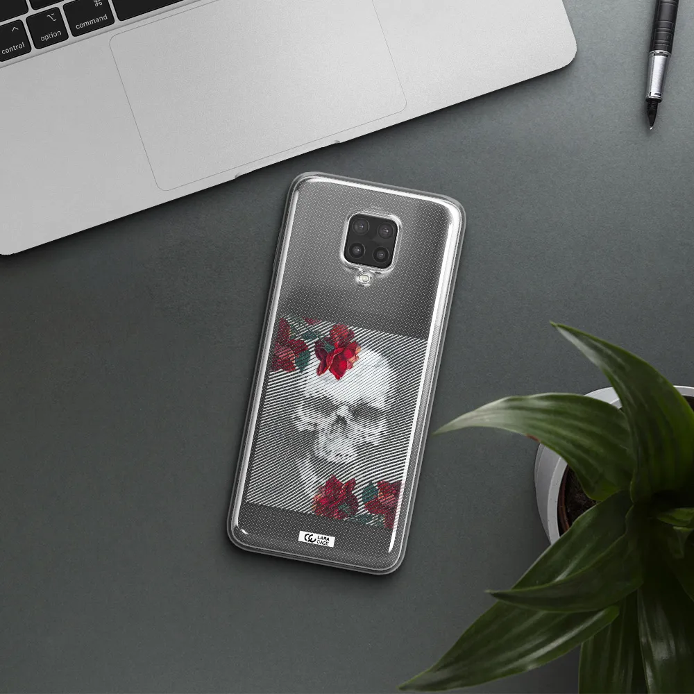 Rose And Skull Pattern Line Xiaomi Note 9 Pro Clear TPU Case