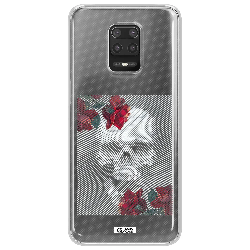 Rose And Skull Pattern Line Xiaomi Note 9S Clear TPU Case