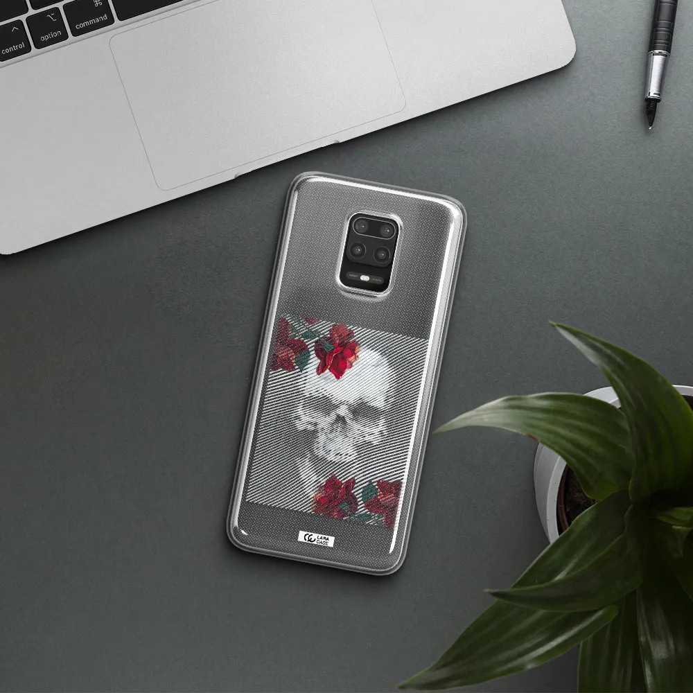 Rose And Skull Pattern Line Xiaomi Note 9S Clear TPU Case