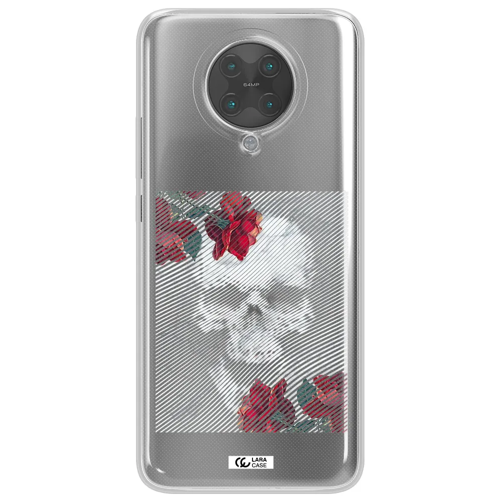 Rose And Skull Pattern Line Xiaomi Poco F2 Pro Clear TPU Case